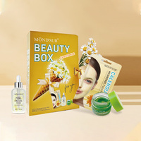 Soins de la peau biologiques de marque privée Coreano Ensemble de soins hydratants pour les lèvres du visage 3 pièces Coffret cadeau Pétales Ensemble de soins de la peau apaisant et éclaircissant