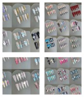 Faux ongles carrés rigides faits à la main réutilisables, option motif aléatoire