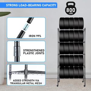 5-tier <b>adjustable</b> wire mesh storage rack, made of black carbon steel, with wheels, <b>adjustable</b> <b>shelf</b> height, lightweight storage - Product Image 6