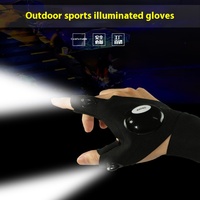 Lampe de poche LED Gants de pêche lumineux AA USB ABS Gants lumineux pour réparation d'urgence Pêche de nuit Support de téléphone