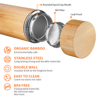 Botol air kustom botol air berkelanjutan bambu botol termos bambu