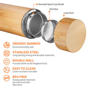 Botol air kustom botol air berkelanjutan bambu botol termos bambu - Product Image 5