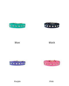 <span class=keywords><strong>Collar</strong></span> de Cuero Vacuno Genuino con Tachuelas de Diamantes de Imitación, Ligero y Ajustable, Brillante, para Perros y Gatos - Product Image 4
