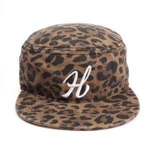 Leopard Print Snapback <b>Cap</b> With <b>White</b> H Embroidery Unisex Casual Streetwear Hat <b>Flat</b> Brim Canvas Material - Product Image 2