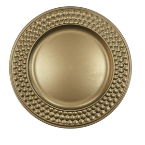 Assiettes de présentation rondes en métal plaqué or de luxe pour mariages, sous-assiettes décoratives haut de gamme, fournisseur de vaisselle durable pour la restauration - Product Image 5