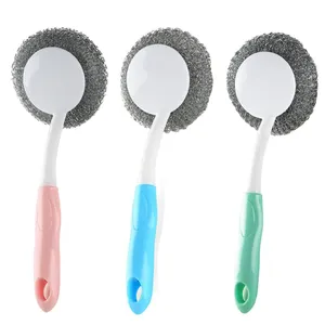 Household kitchen stainless steel cleaning ball sink stove cleaning brush long handle pot washing brush
