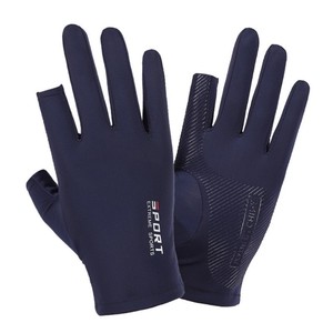 Gants de cyclisme mi-doigts pour hommes, fins, en soie glacée, antidérapants, pour la conduite, la pêche et les sports de plein air, gris - Product Image 2