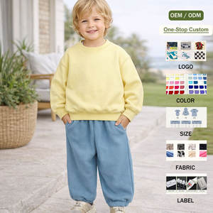Set di Abbigliamento per Bambini Personalizzato OEM, Felpa Oversize e Pantaloni Casual in Pile, Completo 2 Pezzi Autunno Inverno - Product Image 1