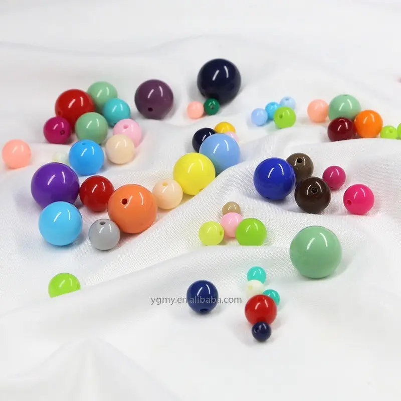 Perles rondes perles en plastique acrylique bricolage fait à la main mode bijoux accessoires enfants vêtements pour animaux de compagnie perles en vrac