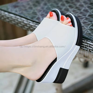 Nouvelles sandales compensées à talons hauts et semelle épaisse, à bout ouvert, pour étudiantes, employées de bureau, femmes, été - Product Image 1