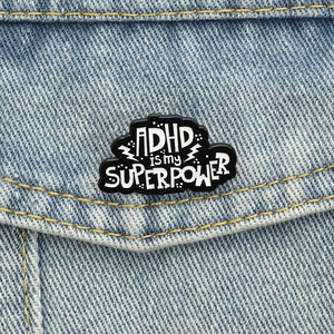 Broches en émail « L'ADHD est ma superpuissance », broche de neurodiversité positive, badge de santé mentale, bijoux en gros - Product Image 1