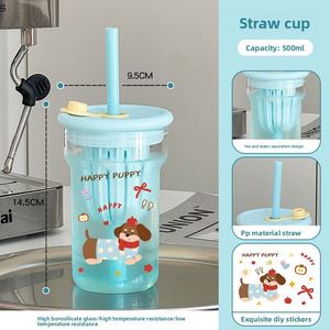 Taza de Vidrio Resistente al Calor de Alta Calidad para Agua y Té con Tapa, Pajita y Separador de Té, Gran Capacidad, Diseño Moderno para Oficina - Product Image 5
