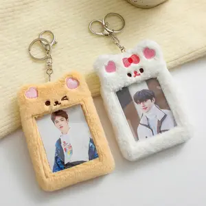 Gratis Monster Kawaii Puppy Kat Beer Konijn Cartoon Fotokaart Schattig Verzamelen Pluizige Mini Sleutelhanger Pluche Kaarthouder Portemonnee Tas Tas