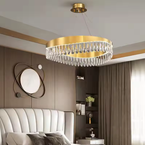 Zeal Lighting Luxury Modern K9 Crystal Chandelier Lámpara colgante de oro Hotel Home Bombilla LED Material de hierro 3000K Interruptor de color - Product Image 4