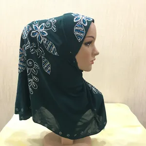 H102顶级穆斯林头巾水钻阿米拉拉祈祷围巾头巾伊斯兰围巾头巾头巾帽子