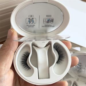 Black Thick Long 3D Deep-Wave Silk False <b>Strip</b> Eyelashes Handmade Natural <b>Plastic</b> Cotton Band Tray - Product Image 4