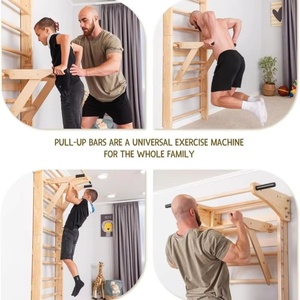 Barres murales multifonctionnelles en bois pour entraînement <span class=keywords><strong>de</strong></span> force et étirements, type échelle suédoise, pour <span class=keywords><strong>salle</strong></span> <span class=keywords><strong>de</strong></span> <span class=keywords><strong>sport</strong></span> à domicile - Product Image 4
