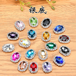 Hebilla ovalada de diamantes de imitación, cristal de vidrio, accesorios de joyería DIY, ribete de cuatro orificios, taladro de garra cosido a mano, venta al por mayor - Product Image 1