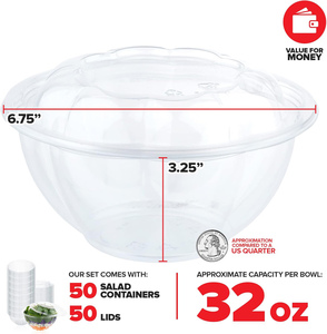 Wholesale PET <b>Transparent</b> Plastic Food <b>Box</b> Disposable Blister Processed Salad Fruit Packaging Bowl - Product Image 2