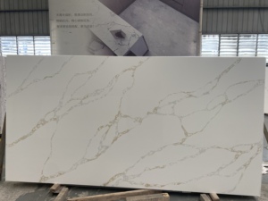 3200x1600 Calacatta Witte Gepolijste Kwartsstenen Plaat Modern Design Kwartsstenen Aanrechtblad voor Hotelgebruik - Product Image 1
