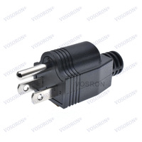 Adaptateur de prise électrique mâle Nema 5-15P 125V 15A à 3 broches américaines, en ABS, réutilisable, pour rallonge