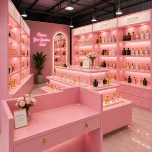 Vitrine de présentation de parfums de luxe rose haut de gamme, multi-niveaux, en <span class=keywords><strong>bois</strong></span> et en verre - Product Image 4
