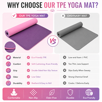Tapis de yoga en TPE pour Pilates et yoga, guide d'alignement, tapis d'exercice pour la pratique de l'équilibre et l'entraînement au sol en studio