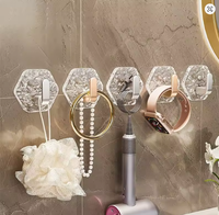 Crochets muraux en acrylique au design élégant, crochets adhésifs hexagonaux, organisateur de vêtements moderne à un seul niveau pour la cuisine, la salle de bain, le salon