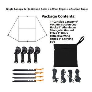 Auvent latéral pour voiture SUV autoportant, protection UV UPF50+, revêtement noir, Oxford 210D, extra large 2x3m - Product Image 3