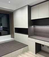 Lit Tatami convertible moderne en bois massif avec armoire intégrée et bibliothèque pour chambre d'appartement