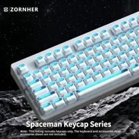 Zornher Spaceman White Double Shot PBT Keycaps MAO Profile-117 Keycaps translucides pour clavier mécanique