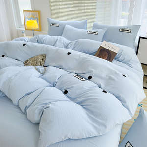 Set di biancheria da letto per bambini in 4 pezzi di alta qualità <span class=keywords><strong>copripiumino</strong></span> in microfibra <span class=keywords><strong>blu</strong></span> con ricamo floreale con motivo a cartone animato per uso domestico - Product Image 5