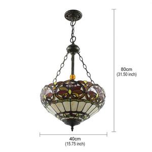 Lampe suspendue LED décorative en verre Tiffany de Chine, 16 pouces, rouge, avec 2 lumières, protection des yeux, pour petit bar ou éclairage de bureau - Product Image 6