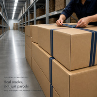 Ruban adhésif en papier kraft renforcé avec logo personnalisé, ruban adhésif pour sceller les cartons pour les expéditions e-commerce et les emballages de vente au détail