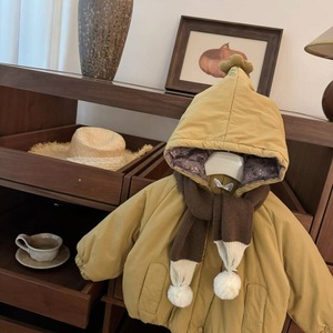 Tongxingyuan Girls Hooded Cotton <b>Coat</b> Thickened Fleece <b>Lined</b> Windproof Winter Outwear - Product Image 2