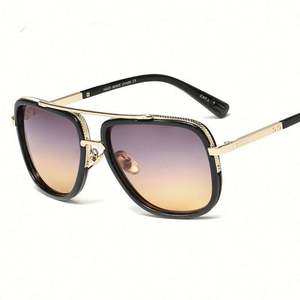 Lunettes de soleil pour hommes tendance vintage 2019, monture en métal, lunettes de soleil miroir, lunettes de soleil carrées surdimensionnées - Product Image 3