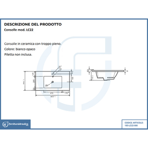 Lavabo Mobile da Bagno 81x46cm Modello LC22 - Prodotto Elegante nella Categoria Lavabi - Product Image 2