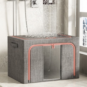 25/66/100L Wardrobe Foldable Cloth Storage Organizer Bag Large Capacity Waterproof Linen <strong>Steel</strong> Frame Clothes Storage <strong>Box</strong>