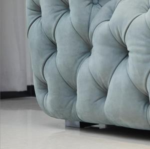 Nuevo Mueble de Lujo, Diseñadores Italianos, Sofá Seccional Moderno de Cuero con Mechones, Conjunto de Sofás de Cuero Nobuk con Mechones - Product Image 5