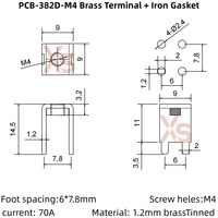 Carte de contrôle PCB-382D-M4 avec bornes en laiton et joint en fer, connecteur à quatre contacts, borne de câblage pour carte de circuit imprimé