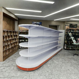 Étagère de supermarché à double panneau plat en métal léger, étagère carrée à gondole - Product Image 2