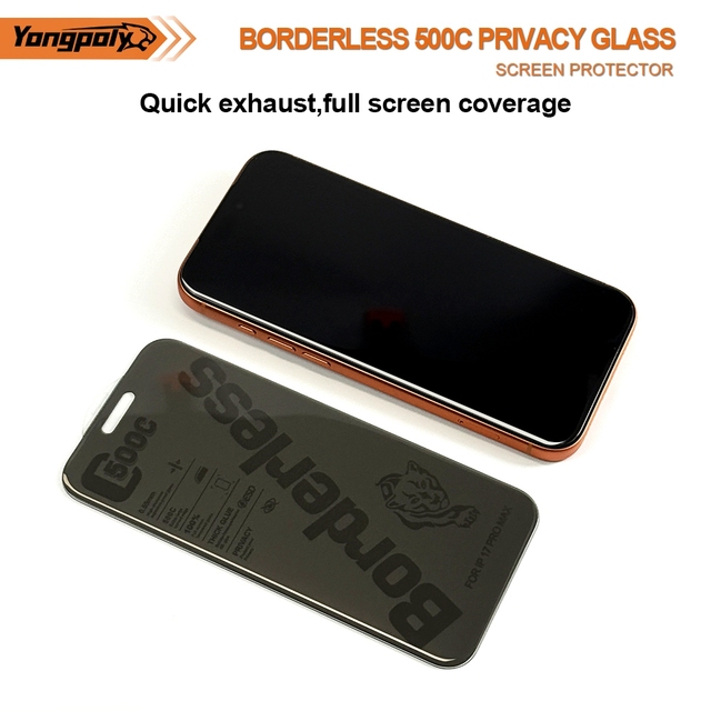 0.5mm High Alumina 500C Big Arc Anti-static Privacy Anti-spy Tempered Glass Screen Protector for iPhone 18 17 16 15 14 Pro Max