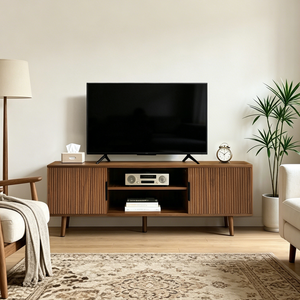 Mid Century Modern <b>TV</b> <b>Stand</b> 54.3 Inches With Open Shelves Entertainment Center Living Room Media Console - Product Image 5