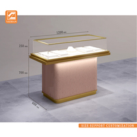 Vitrine de présentation de bijoux moderne sur mesure, blanche, sans dossier, en verre trempé et acier inoxydable, avec éclairage LED, écologique, de luxe, pour la vente au détail