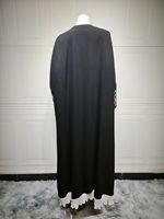 Night Bloom Abaya hitam jahitan bunga lengan manset lebar desain potongan putih Detail penutup gulungan lingkungan pasokan Multi tingkat