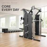 Rack à Squats Smith avec Barre de Croisement à Câbles et Trous de Réglage Guidés pour Équipement de Musculation Commercial en Salle de Sport