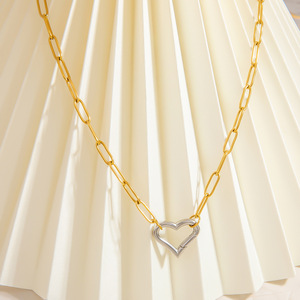 Collier en acier inoxydable, couleur or et argent, design géométrique, bijoux unisexe - Product Image 3