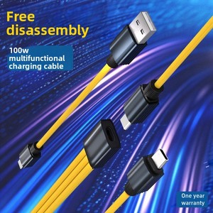 USB100W <span class=keywords><strong>3</strong></span>-<span class=keywords><strong>en</strong></span>-<span class=keywords><strong>1</strong></span> Charge <span class=keywords><strong>Multi</strong></span>-<span class=keywords><strong>USB</strong></span> <span class=keywords><strong>Câble</strong></span> Démontage gratuit Universel C-Type <span class=keywords><strong>Câble</strong></span> de données de téléphone portable - Product Image 4