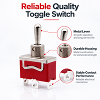 Interrupteur à bascule métallique 10A 250VAC 3 broches SPDT ON/OFF avec poignée longue IP40 12mm Contact argenté pour véhicules et équipements marins