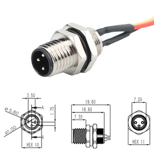 M8 hàn dây bên trong hàng không cắm kết nối hội đồng quản trị kết thúc nam đầu phía sau khóa IP67 lớp không thấm nước công nghiệp cắm 2pin ~ 8 lõi - Product Image 4